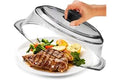 Le’raze Tall Glass Microwave Splatter Cover for Food - Cookware & Bakeware Serving Dish Cover, Plate Guard Lid with Easy Grip