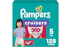 Pampers Diapers - Cruisers 360 - Size 5, 128 Count, Babyproof up to 100% Leakproof Pull-On Diaper
