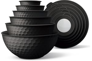 COOK WITH COLOR Mixing Bowls with Lids - 12 Piece Plastic Nesting Bowls Set includes 6 Prep Bowls and 6 Lids, Microwave Safe