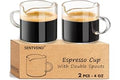 Espresso Cups Set of 2 - 4 Oz Espresso Shot Glass with Handle Double Spout Cups Clear Glass Milk Cup Espresso Accessories Gre