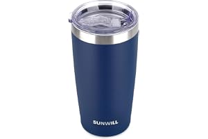 SUNWILL Travel Coffee Tumbler 20 oz, Insulated Mug with Lid, Stainless Steel Cup for Outdoor, Powder Coated Navy