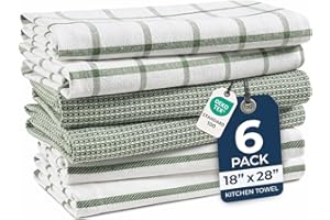 LANE LINEN Cotton Kitchen Towels Set, 6-Pack – Absorbent, Quick-Drying Dish Towels, 18" x 28", Premium Hand and Tea Towels