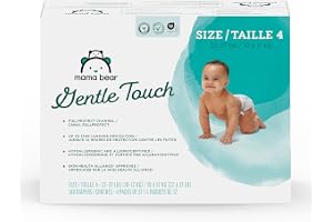 Brand - Mama Bear Gentle Touch Baby Diapers, Formulated without Fragrance, Size 4, 148 Count (4 packs of 37), with Ski