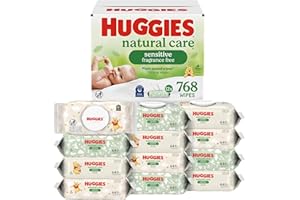 Huggies Natural Care Sensitive Baby Wipes, Unscented, Hypoallergenic, 99% Purified Water, 12 Flip-Top Packs (768 Wipes Total) - 2