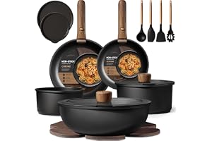 CAROTE 19pcs Pots and Pans Non Stick, Cookware Sets Detachable Handle, Induction Kitchen Pots and Pans,NonStick Cooking Set