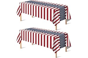 OHOME 4th of July Decorations - Patriotic American Flag Plastic Tablecloth for 250th Anniversary | Fourth of July Accessories