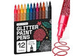 ARTISTRO 12 Glitter Paint Pens for Glass Marking, Rock Painting, Ceramic, Wood, Fabric, Scrapbooking, DIY Craft Making, Color