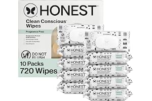 The Honest Company Baby Wipes for Sensitive Skin, Hypoallergenic, Fragrance-Free, Multi-Use, Pattern Play Design, 720 Count (