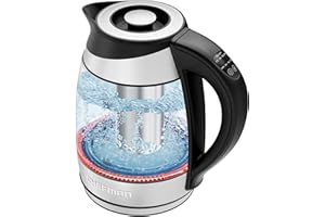 Chefman Electric Kettle with Temperature Control, 5 Presets LED Indicator Lights, Removable Tea Infuser, Glass Tea Kettle & H