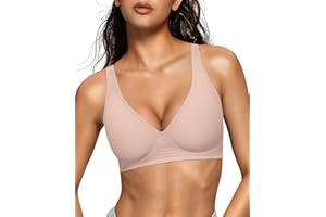 OEAK Womens Deep V Bras Wireless Comfortable Bra Supportive No Underwire Bras Tshirt Push Up Bralettes Plunge Seamless Bra