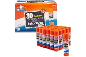 Elmer's Disappearing Purple School Glue Sticks, Washable, 7 Grams, 30 Count - Posters, Back to School, Bulk Pack for Classroo