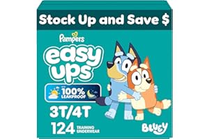 Pampers Training Pants - Easy Ups Boys & Girls Bluey - Size 3T-4T, 124 Count, Children's Potty Underwear (Packaging May Vary)