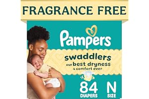 Pampers Swaddlers Diapers, Size 0 (up to 10 lbs), 84 Count, Hypoallergenic, Absorbent, Keeps Baby Dry and Comfortable, Skin S