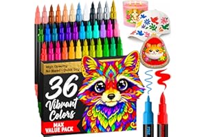 ARTISTRO 36 Acrylic Paint Markers - Paint Pens for Drawing - For Fabric, Rock, Glass, Wood, Molds - Arts & Crafts Gift for Ad