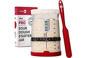KNEADACE Pro Sourdough Bread Starter Kit - 34 oz Large Capacity Sourdough Starter Jar with 5 unique features for the perfect