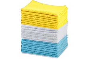 Basics Microfiber Cleaning Cloths, Ultra Absorbent, Lint Free, Streak Free, Non-Abrasive, Reusable and Washable, 16" x