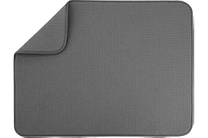 S&T INC. Dish Drying Mat XL, 18” x 24”, Absorbent Microfiber Kitchen Counter Mat, Dish Drying Pad for Dishes, Utensils, Pots
