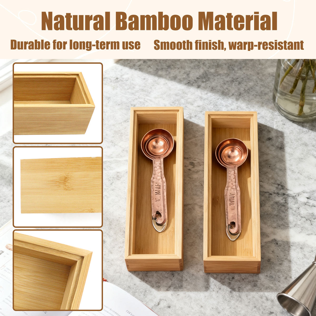 Stackable Bamboo Cutlery Trays, 12 x 3 in, 2 Pack
