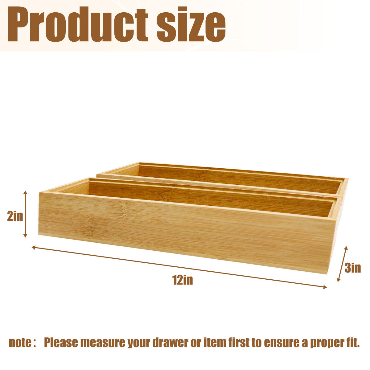 Stackable Bamboo Cutlery Trays, 12 x 3 in, 2 Pack