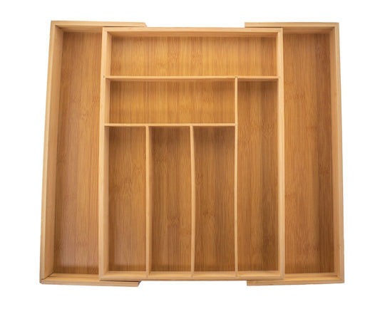 Expandable Bamboo Drawer Tray, 8 Compartments