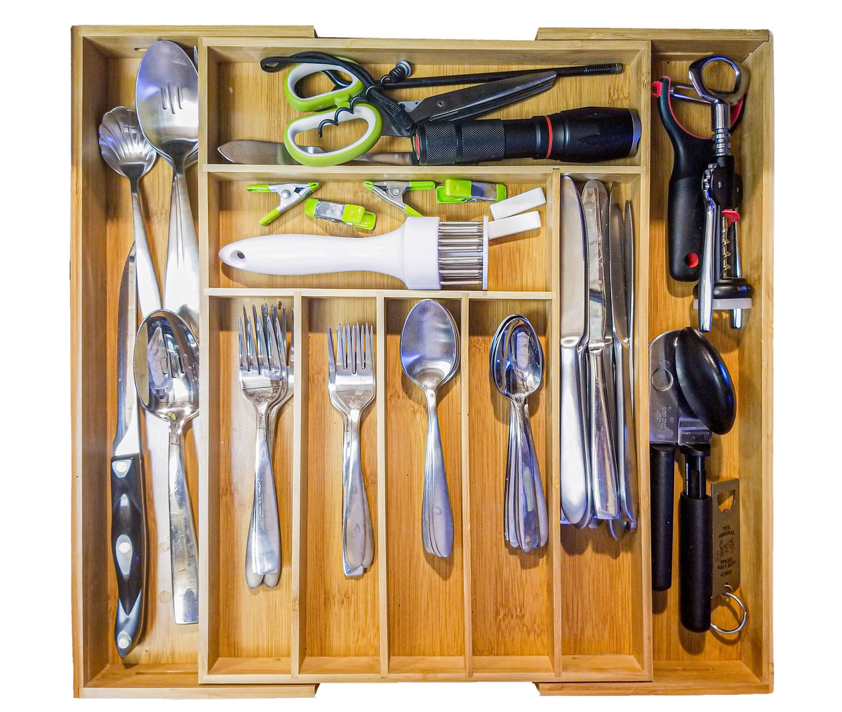 Expandable Bamboo Drawer Tray, 8 Compartments