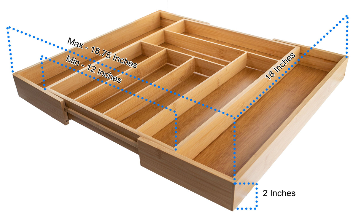 Expandable Bamboo Drawer Tray, 8 Compartments