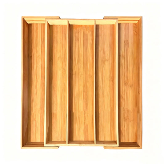 Expandable Bamboo Drawer Organizer, 5 Slots