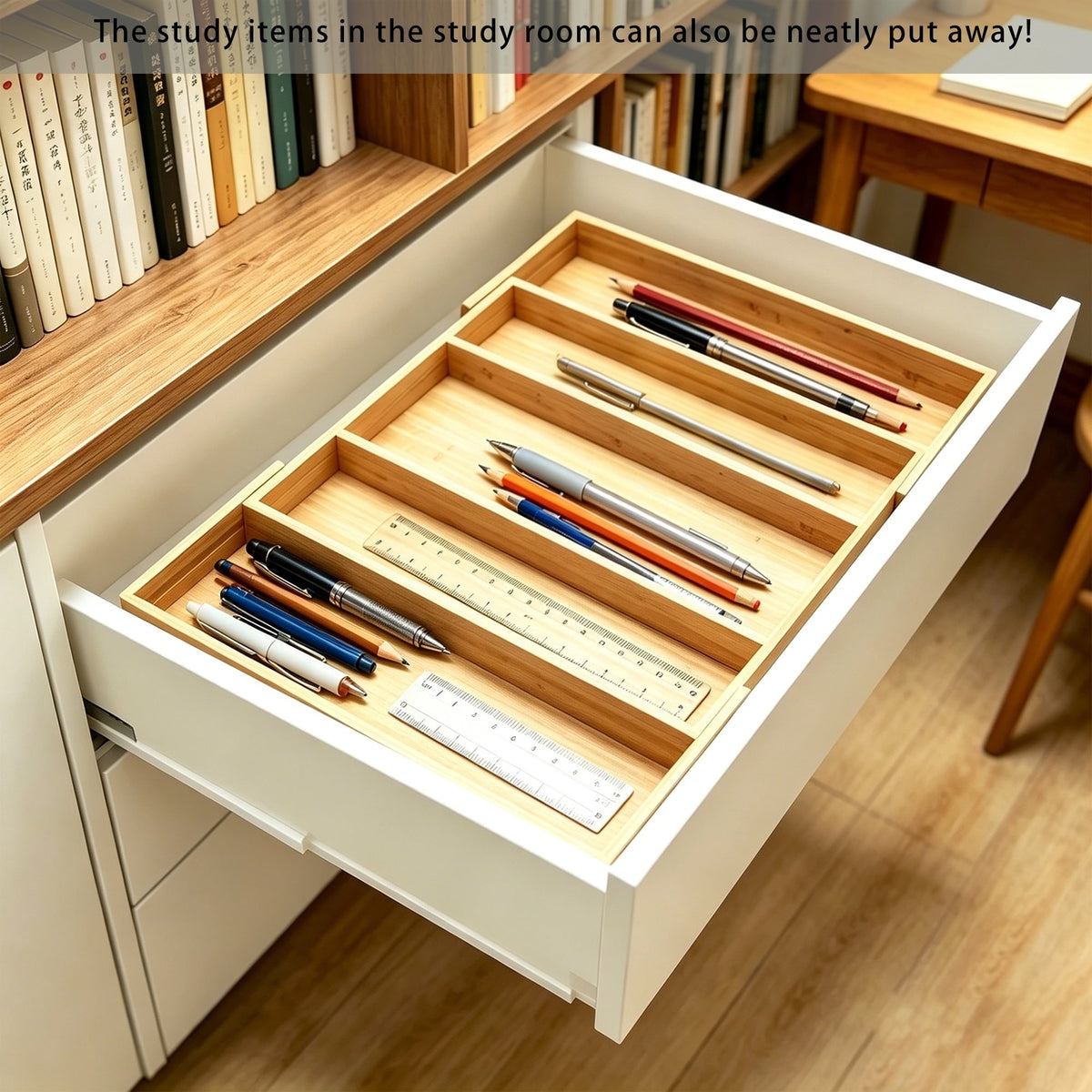 Expandable Bamboo Drawer Organizer, 5 Slots
