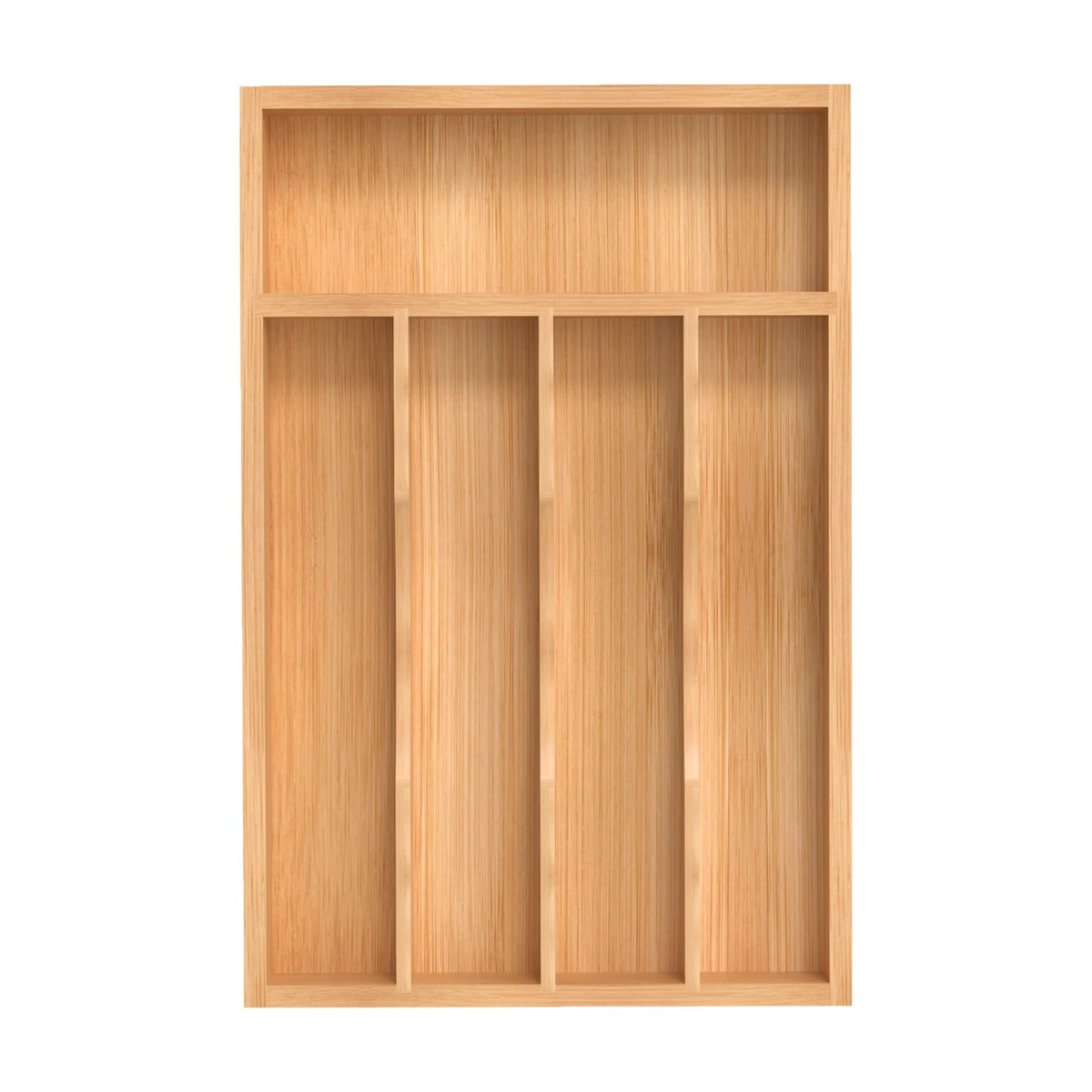 Expandable Bamboo Cutlery Tray with Grooved Dividers