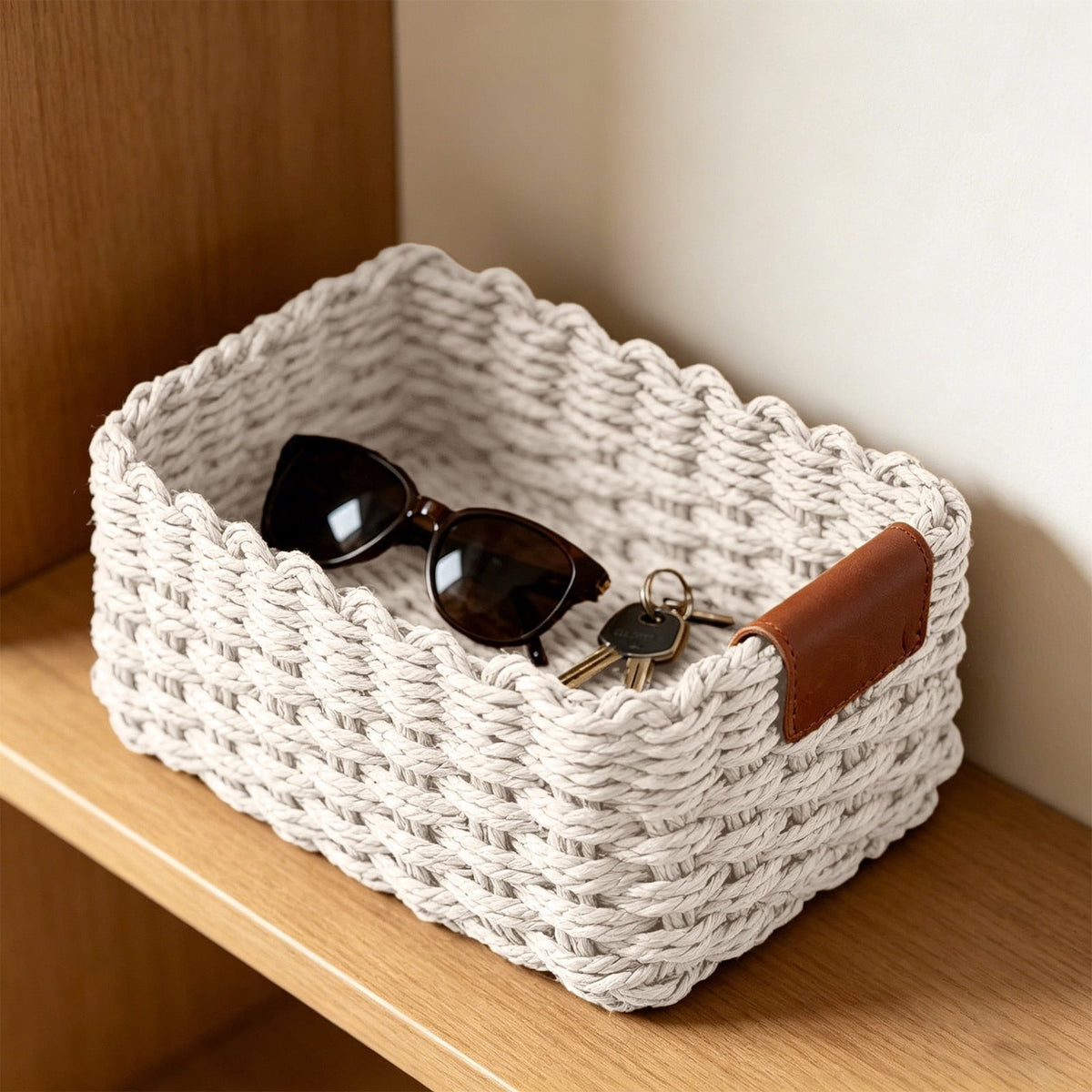Woven Paper Wicker Basket with Carry Handle