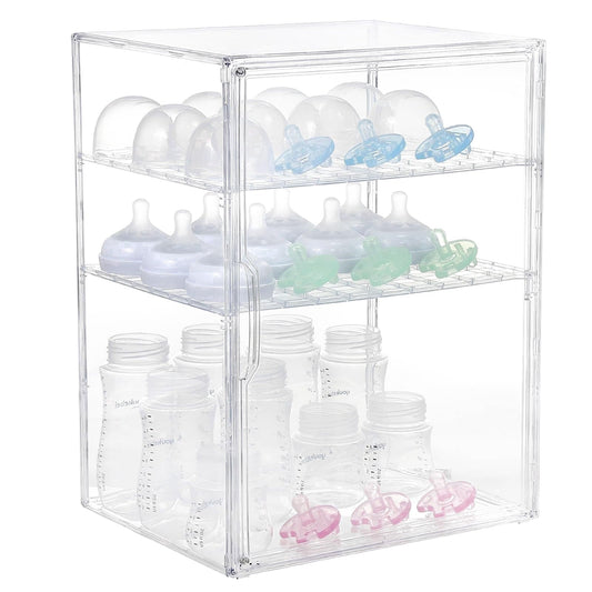 3-Tier Acrylic Bottle Organizer with Adjustable Shelves