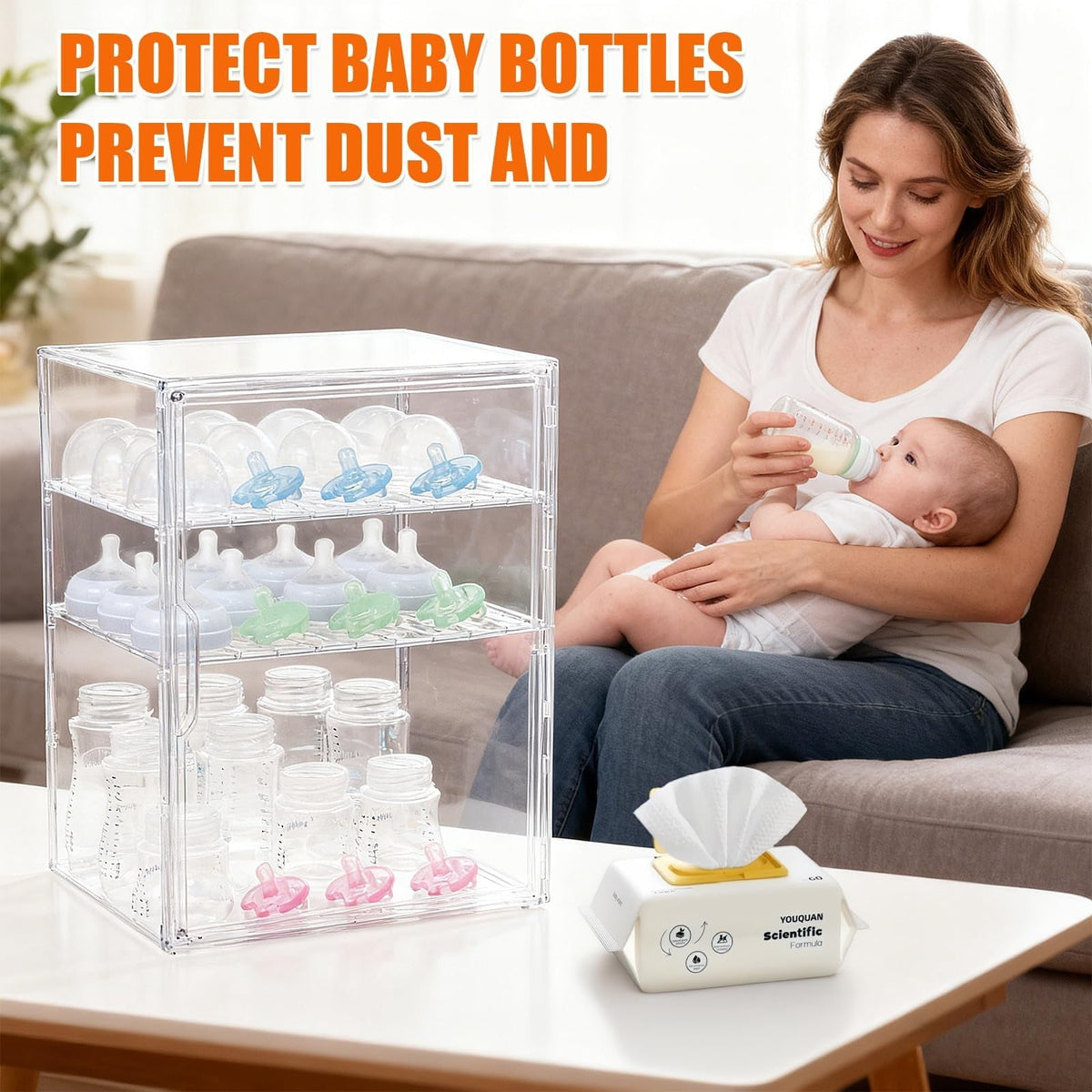 3-Tier Acrylic Bottle Organizer with Adjustable Shelves