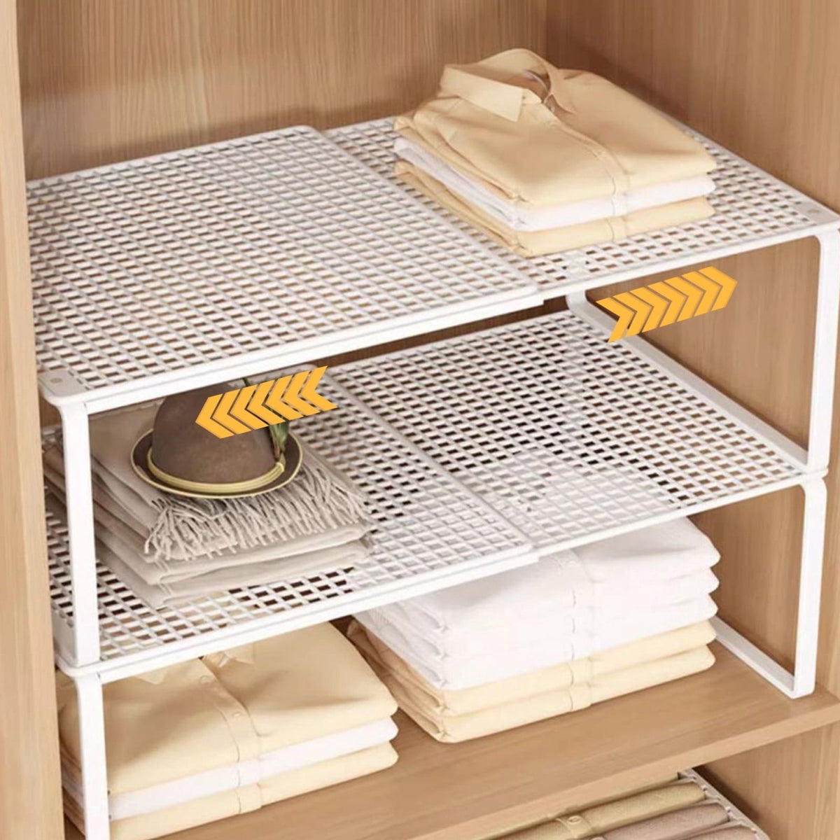 Stackable Metal Cabinet Shelf, 24.4 in, White