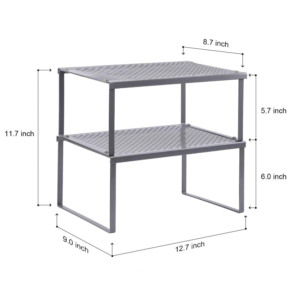 Expandable Metal Cabinet Shelves, Silver, 2 Pack