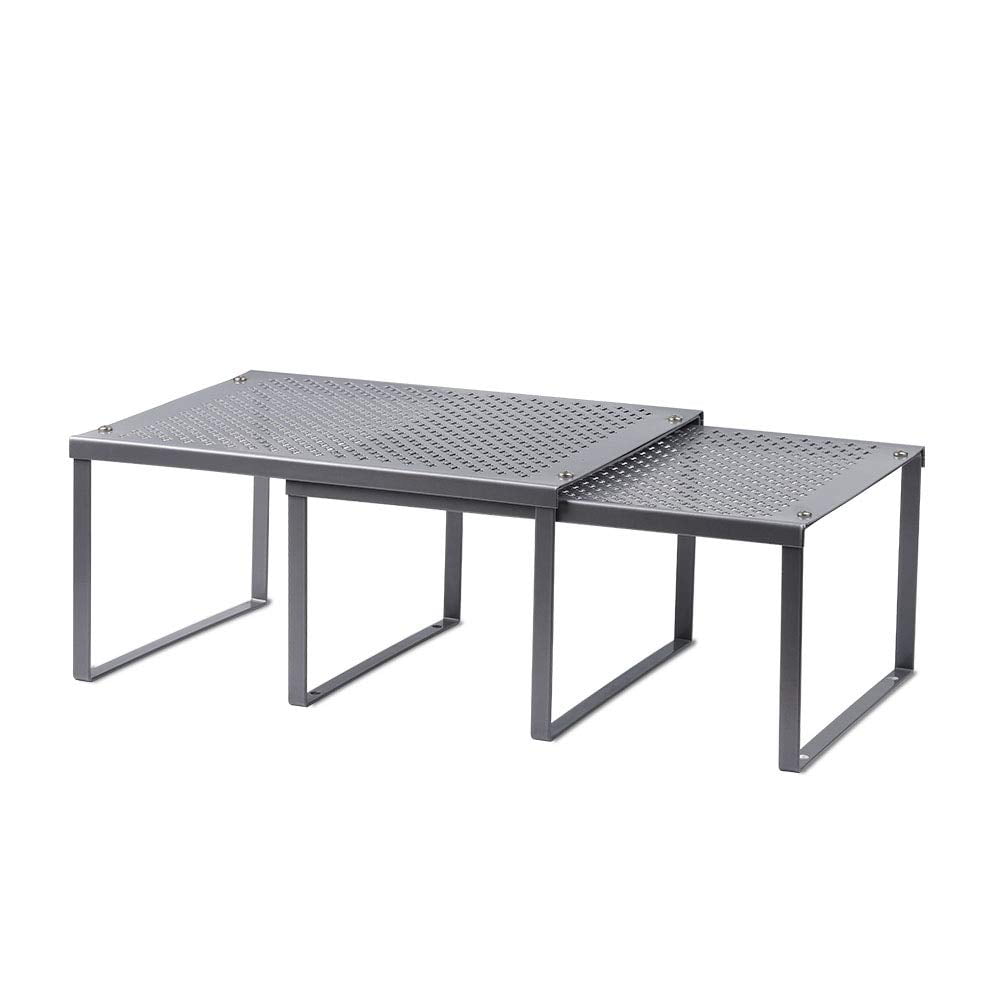 Expandable Metal Cabinet Shelves, Silver, 2 Pack