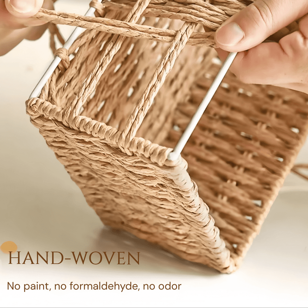 Hand-Woven Paper Rope Baskets with Liners, 3 Pack, Beige