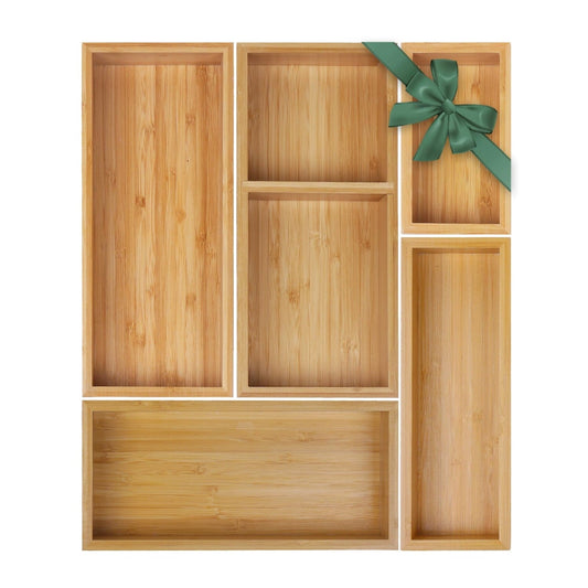 Bamboo Drawer Bin Set, 5 Pieces, 15 x 13 in