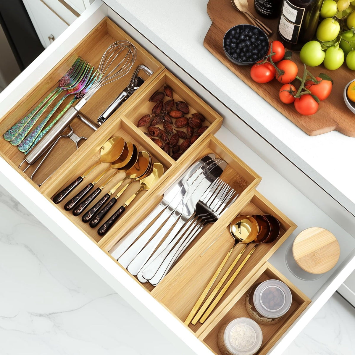 Bamboo Drawer Bin Set, 5 Pieces, 15 x 13 in