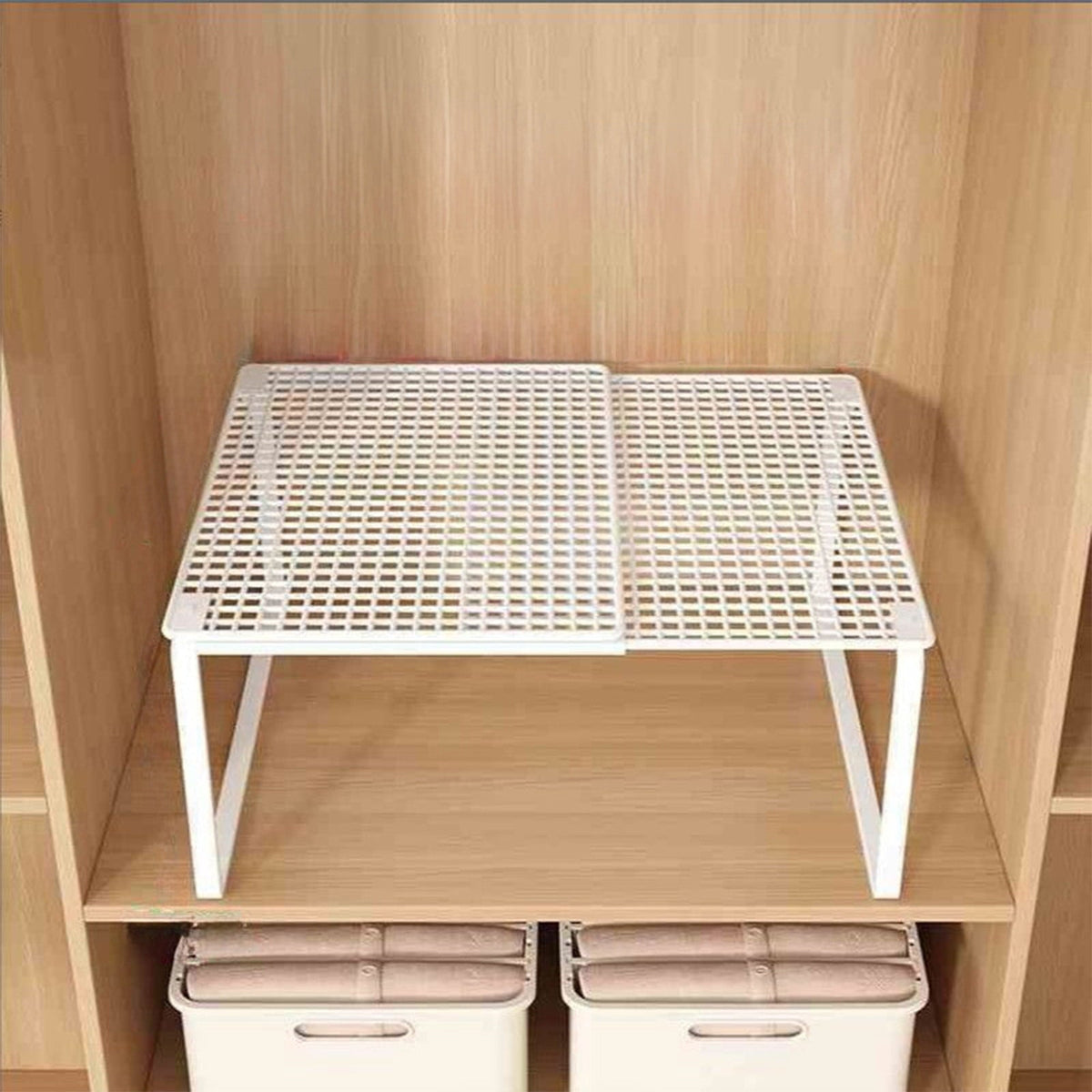 Stackable Metal Shelf Rack, 15 in, White