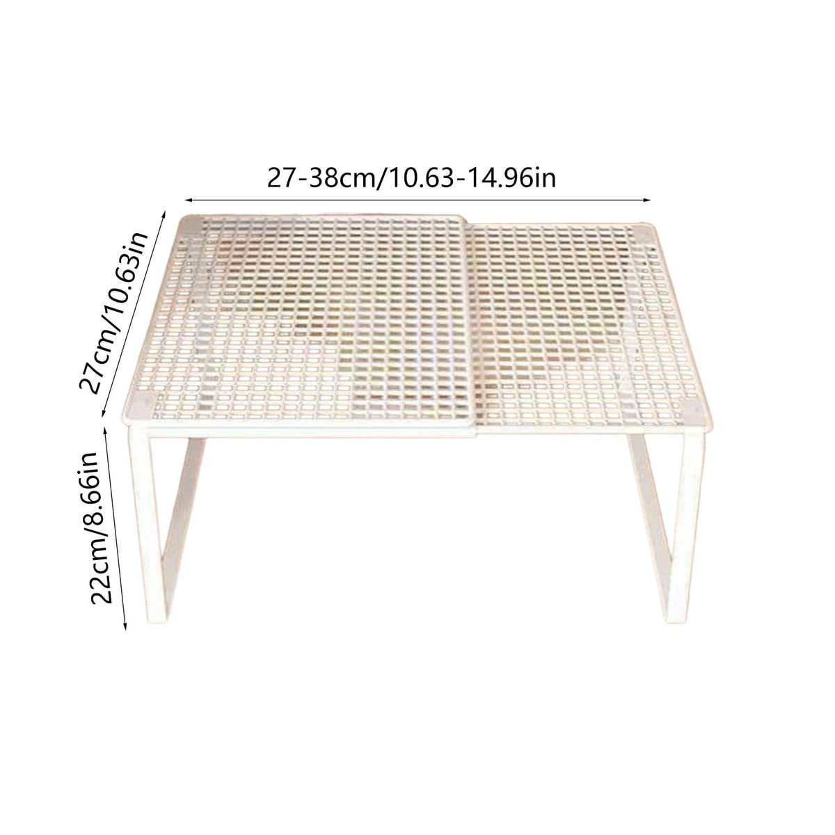 Stackable Metal Shelf Rack, 15 in, White