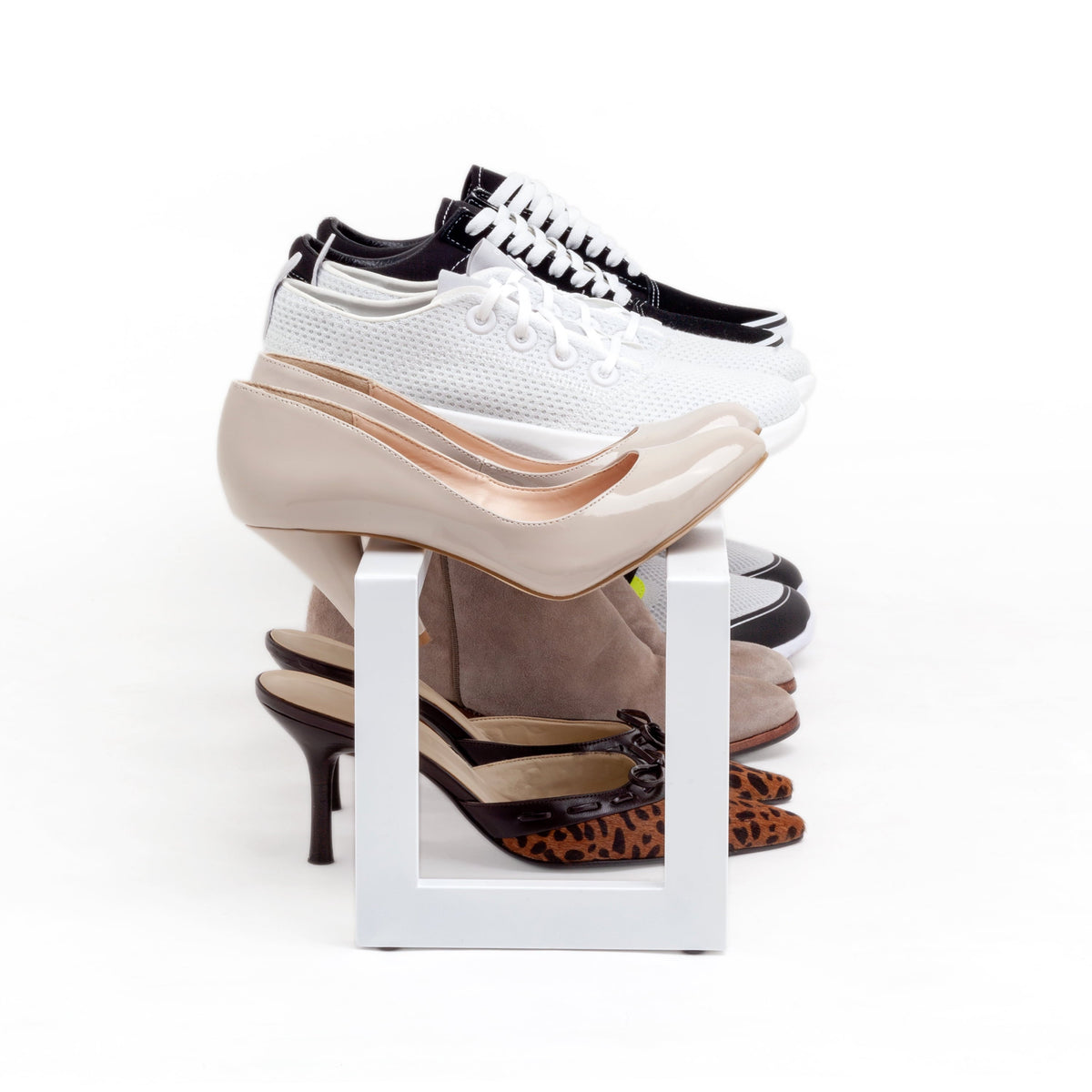 Expandable Steel Shoe Rack, 2-Tier, Matte White