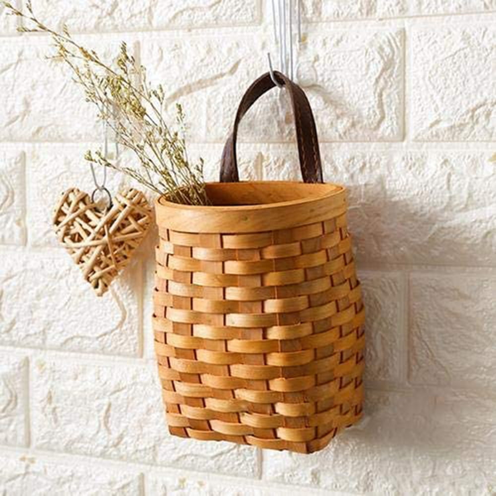 Wall-Hanging Woven Bamboo Basket
