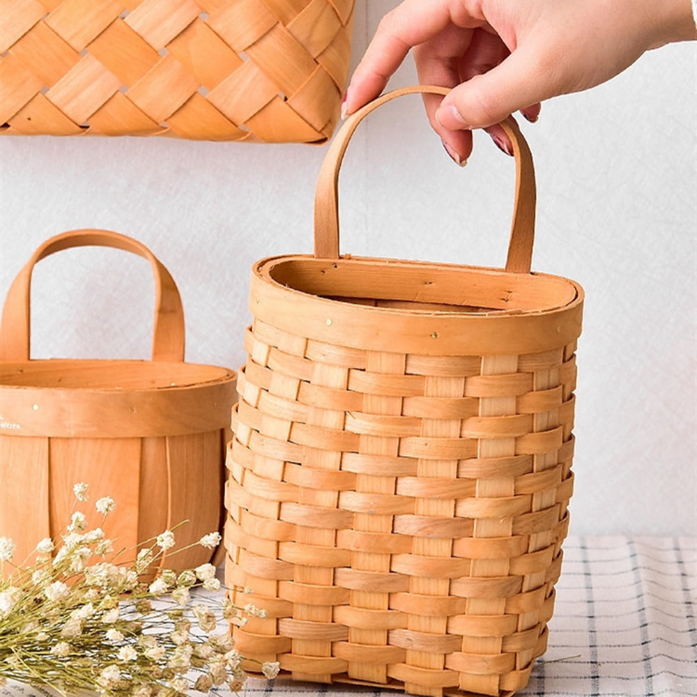Wall-Hanging Woven Bamboo Basket
