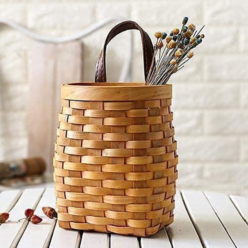 Wall-Hanging Woven Bamboo Basket