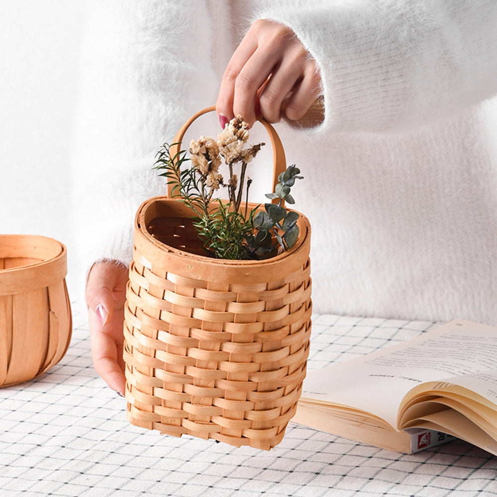 Wall-Hanging Woven Bamboo Basket